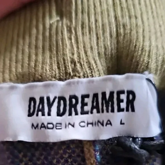 DAYDREAMER Joggers Sweatpants Olive Plaid Athleisure Womens Sz Large - Picture 8 of 8